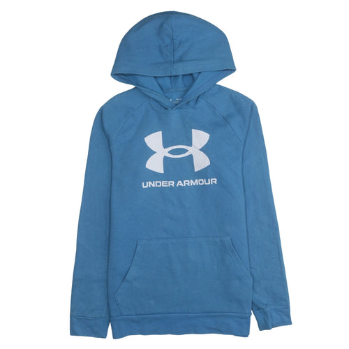 Under Armour Boys Blue Hoodie YXL Loose Fit Cotton Blend Pullover