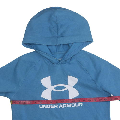 Under Armour Boys Blue Hoodie YXL Loose Fit Cotton Blend Pullover