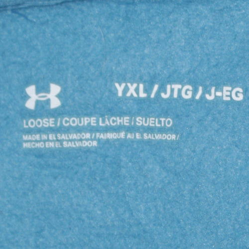 Under Armour Boys Blue Hoodie YXL Loose Fit Cotton Blend Pullover