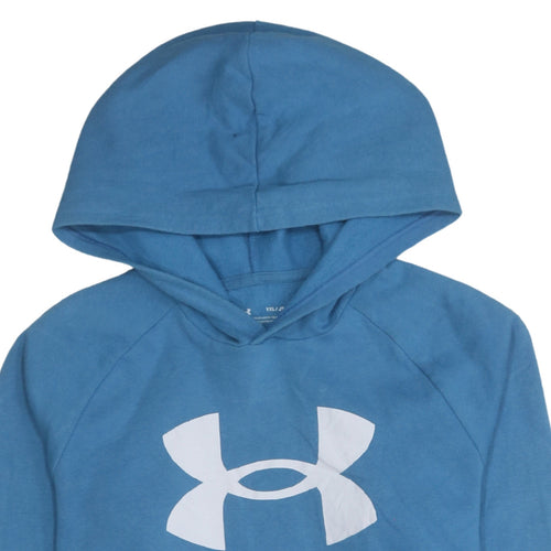 Under Armour Boys Blue Hoodie YXL Loose Fit Cotton Blend Pullover