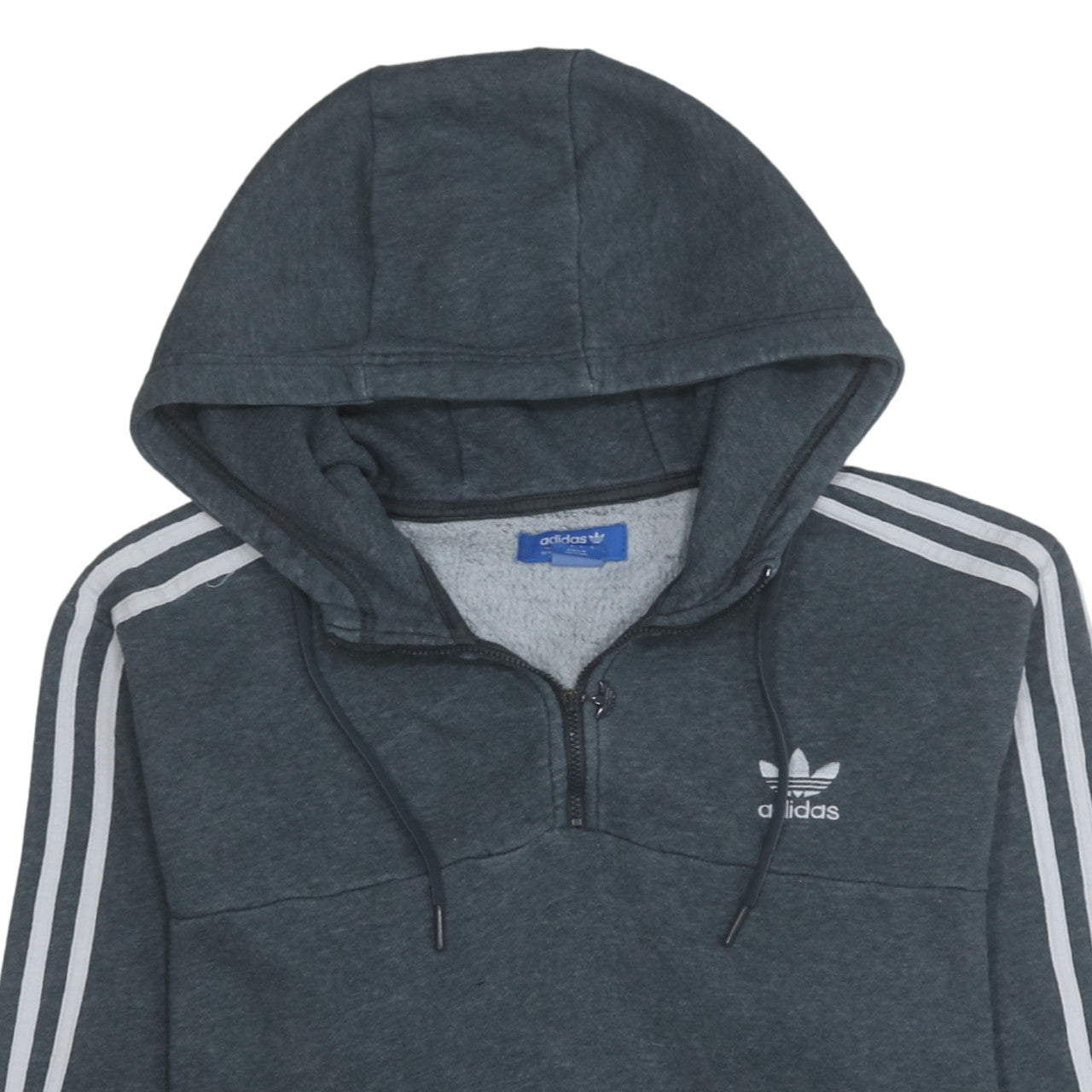 Adidas Mens Dark Grey 1/2 Zip Hoodie Large Pullover Three Stripe Logo