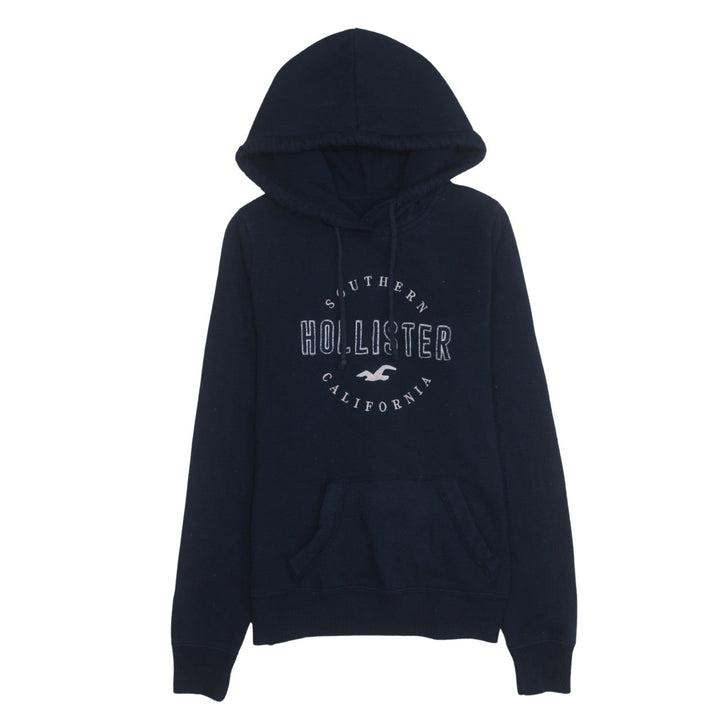 Hollister Womens Navy Blue XS Pullover Hoodie with Logo Print