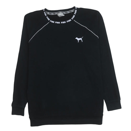 Victoria's Secret PINK Women's Black Crew Neck Sweatshirt XS Relaxed Fit