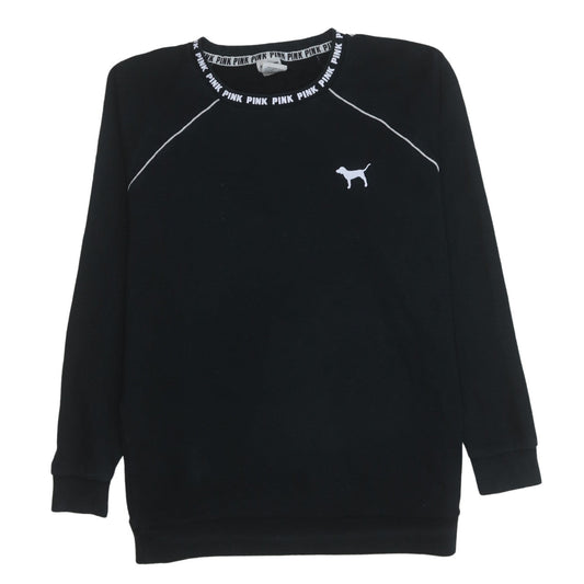 Victoria's Secret PINK Women's Black Crew Neck Sweatshirt XS Relaxed Fit