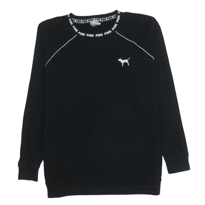 Victoria's Secret PINK Women's Black Crew Neck Sweatshirt XS Relaxed Fit