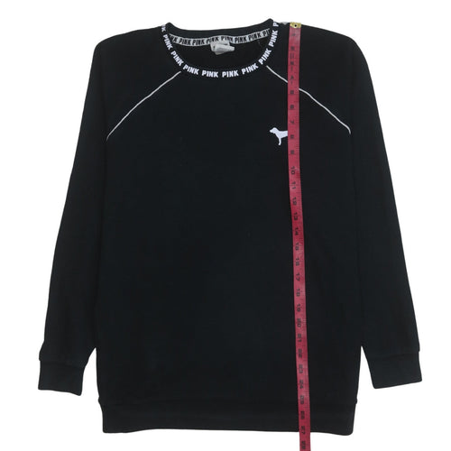 Victoria's Secret PINK Women's Black Crew Neck Sweatshirt XS Relaxed Fit