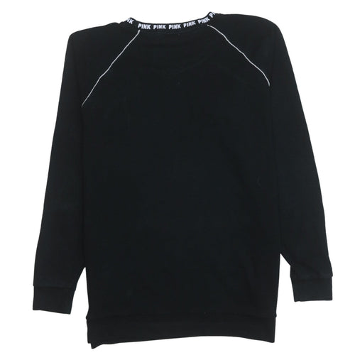 Victoria's Secret PINK Women's Black Crew Neck Sweatshirt XS Relaxed Fit
