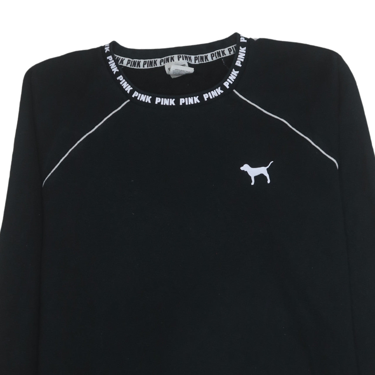 Victoria's Secret PINK Women's Black Crew Neck Sweatshirt XS Relaxed Fit
