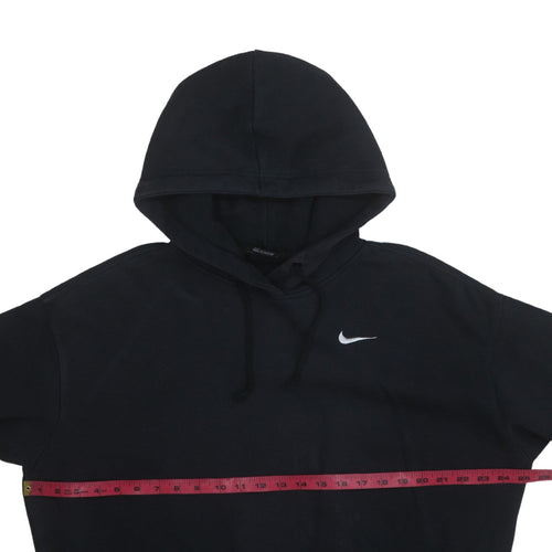 Nike Women Black Pullover Hoodie Medium Cotton Blend Logo Print