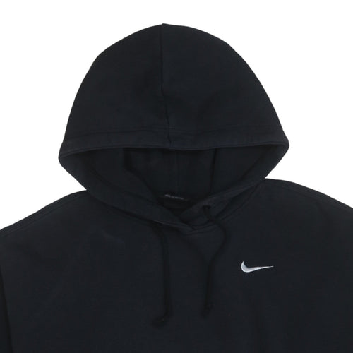 Nike Women Black Pullover Hoodie Medium Cotton Blend Logo Print