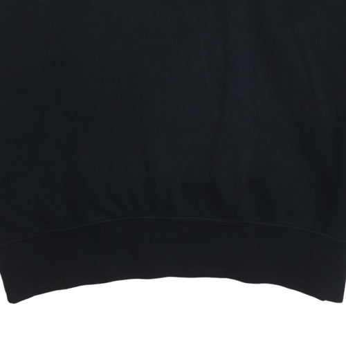 Nike Women Black Pullover Hoodie Medium Cotton Blend Logo Print
