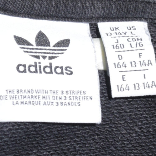 Adidas Boys Black Logo Crew Neck Pullover Sweatshirt 13-14 Years