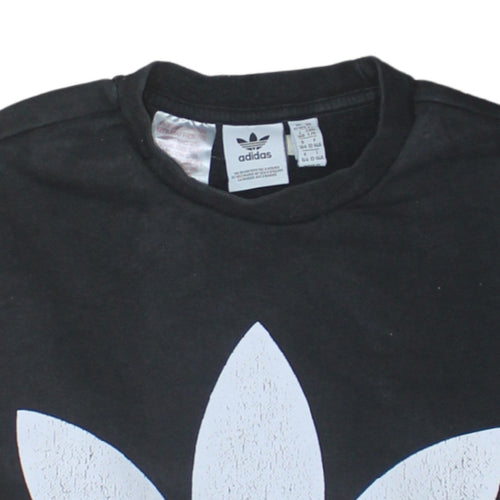 Adidas Boys Black Logo Crew Neck Pullover Sweatshirt 13-14 Years