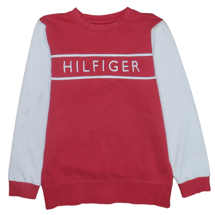 Tommy Hilfiger Boys Red Colourblock Logo Crew Neck Sweatshirt 12 Years