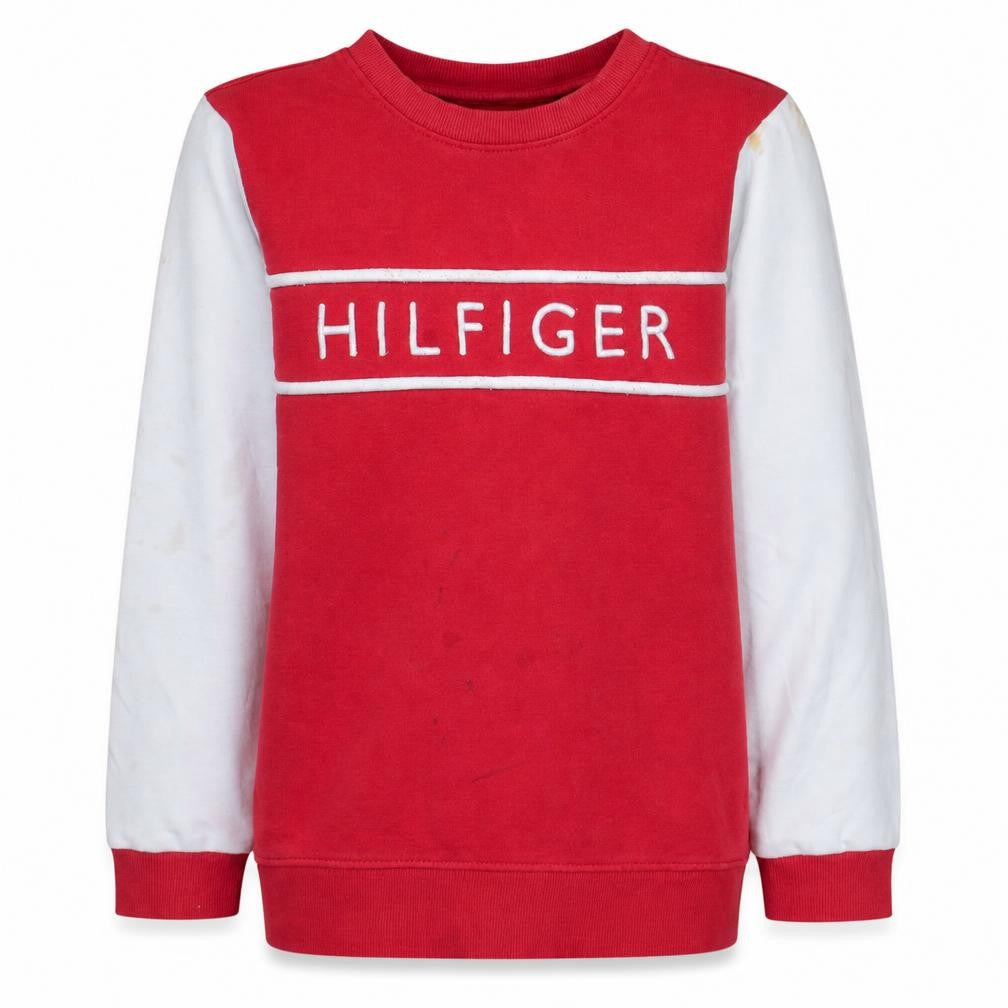 Tommy Hilfiger Boys Red Colourblock Logo Crew Neck Sweatshirt 12 Years