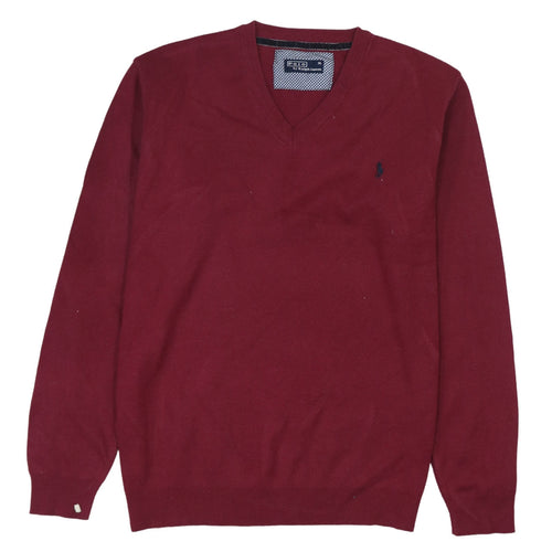 Polo Ralph Lauren Men's Red Cotton V-Neck Jumper XL