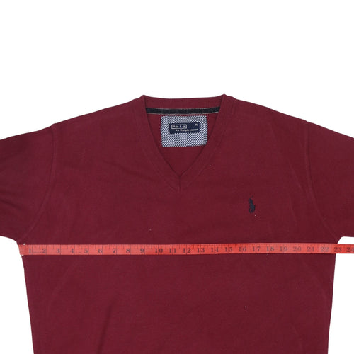 Polo Ralph Lauren Men's Red Cotton V-Neck Jumper XL