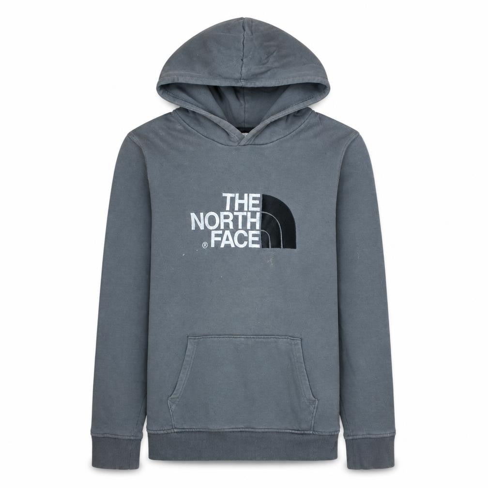 Front view of The North Face boys’ grey xl pullover hoodie sweatshirt 100% cotton