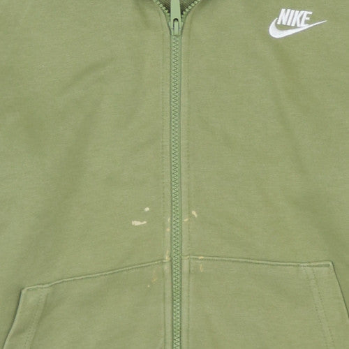 Nike Men's Green Full Zip Hoodie M Regular Fit Cotton Fleece