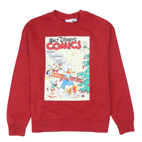 Disney Womens Red Christmas Donald Duck Comic Print Sweatshirt XS