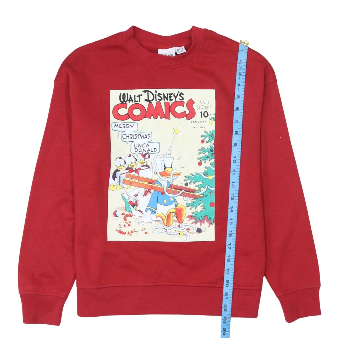 Disney Womens Red Christmas Donald Duck Comic Print Sweatshirt XS