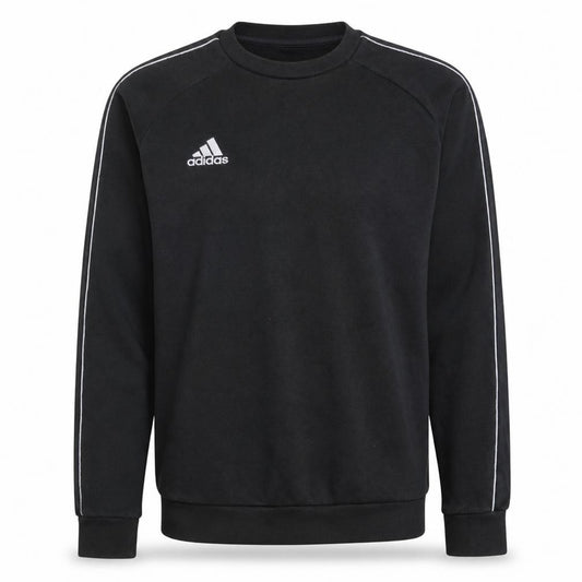 Front view of adidas Men's Black Small Pullover Crew Neck Sweatshirt