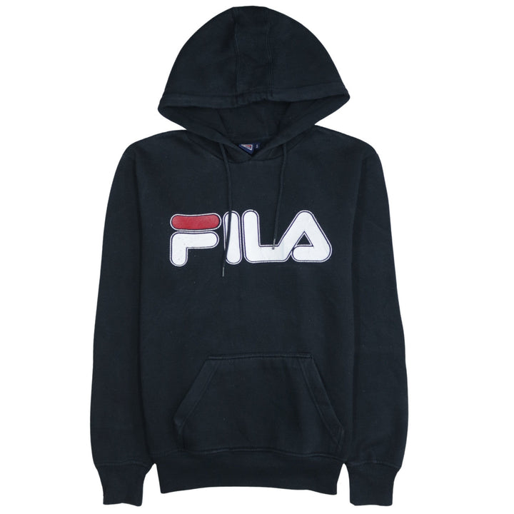 Fila Men's Black Pullover Hoodie S Logo Graphic Cotton Blend