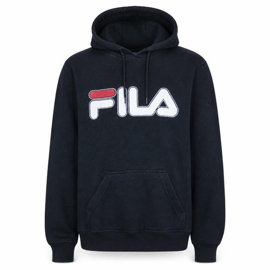 Front view of Fila Men's Black Pullover Hoodie S Logo Graphic Cotton Blend