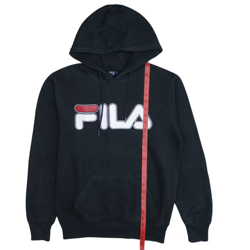 Fila Men's Black Pullover Hoodie S Logo Graphic Cotton Blend