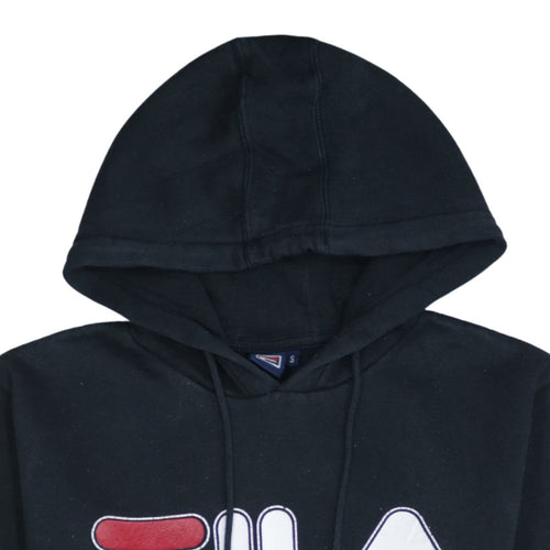 Fila Men's Black Pullover Hoodie S Logo Graphic Cotton Blend