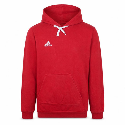Front view of Adidas Men's Red Pullover Hoodie Medium Sports Style