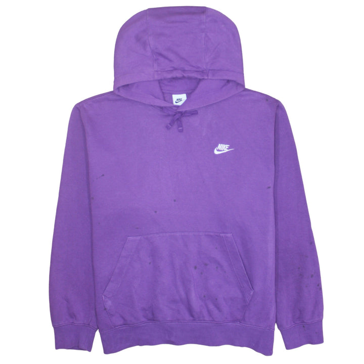 Nike Women Purple Pullover Hoodie Size L Cotton Blend Logo Sweatshirt