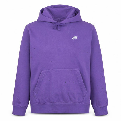Nike Women Purple Pullover Hoodie Size L Cotton Blend Logo Sweatshirt
