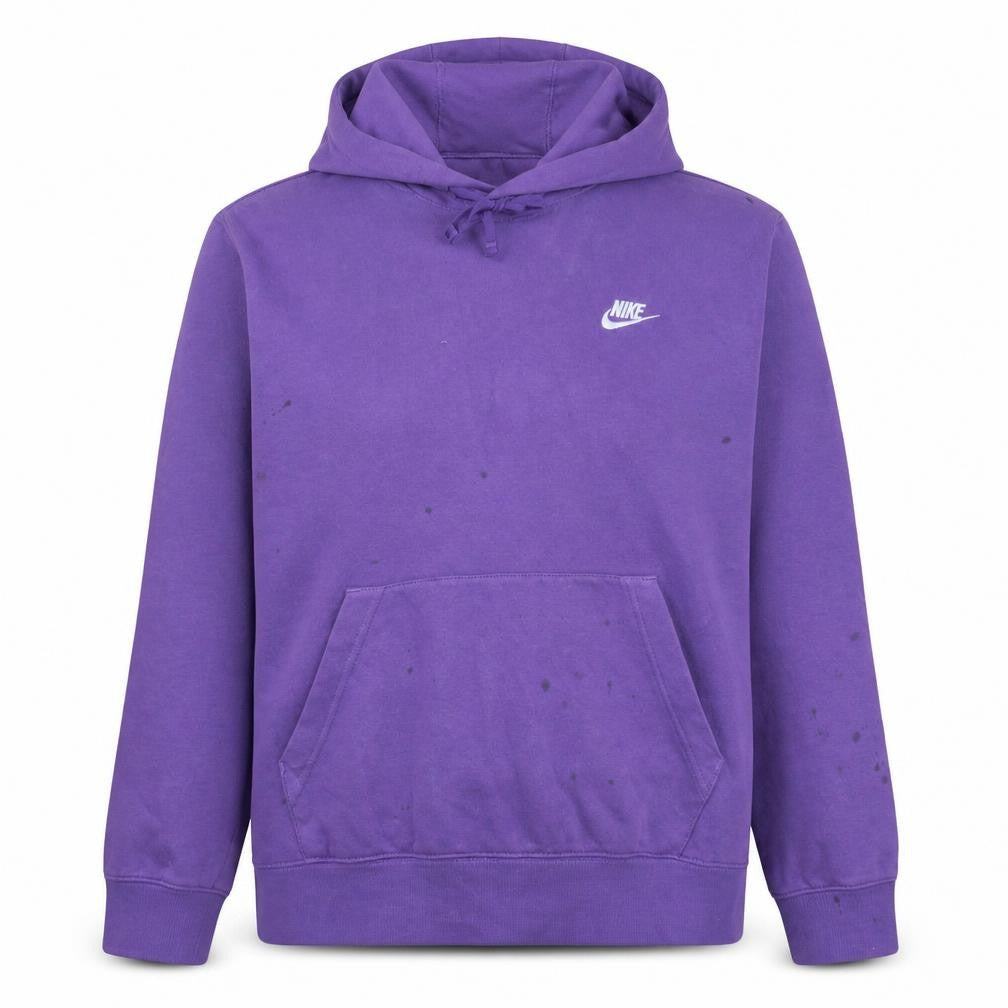 Nike Women Purple Pullover Hoodie Size L Cotton Blend Logo Sweatshirt