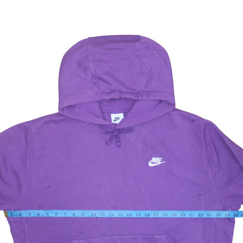 Nike Women Purple Pullover Hoodie Size L Cotton Blend Logo Sweatshirt