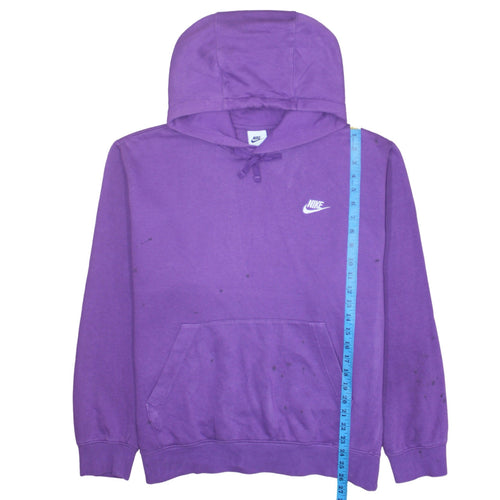 Nike Women Purple Pullover Hoodie Size L Cotton Blend Logo Sweatshirt