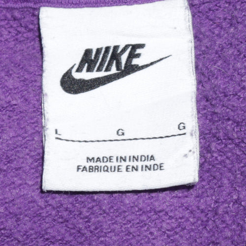 Nike Women Purple Pullover Hoodie Size L Cotton Blend Logo Sweatshirt