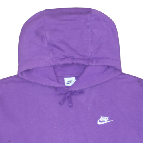 Nike Women Purple Pullover Hoodie Size L Cotton Blend Logo Sweatshirt