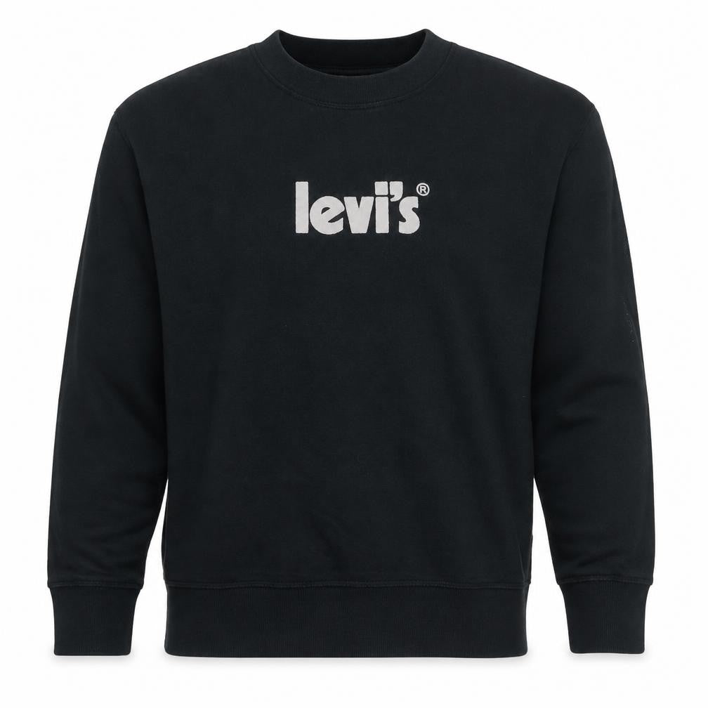 Front view of Levi's Men's Black Logo Crew Neck Sweatshirt M