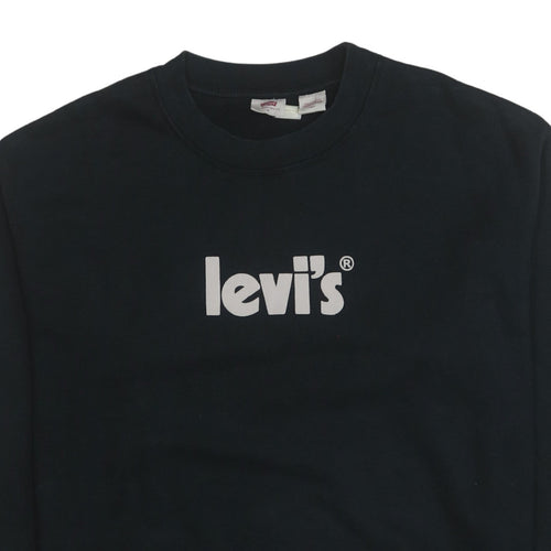 Levi's Men's Black Logo Crew Neck Sweatshirt M