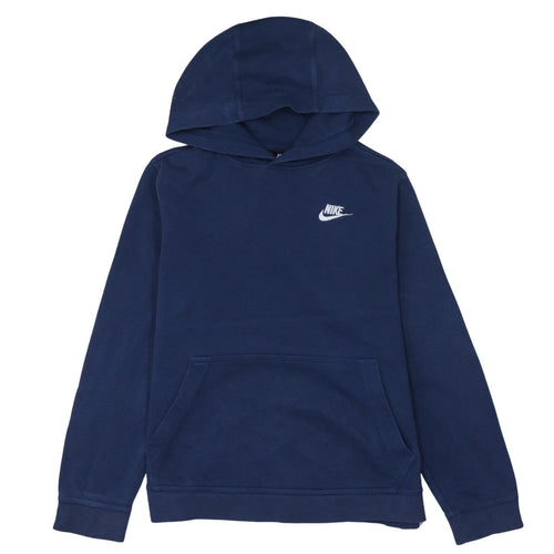 Nike Women's Navy Blue Pullover Hoodie L Cotton Blend Logo Casual