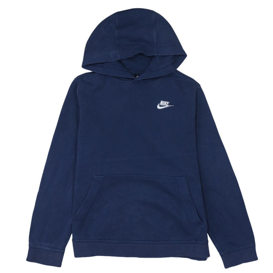 Nike Women's Navy Blue Pullover Hoodie L Cotton Blend Logo Casual