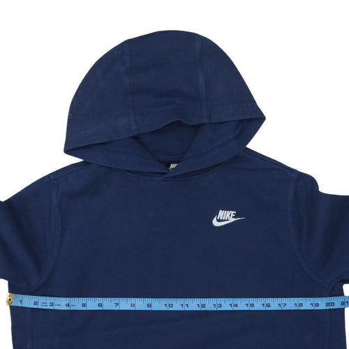 Nike Women's Navy Blue Pullover Hoodie L Cotton Blend Logo Casual
