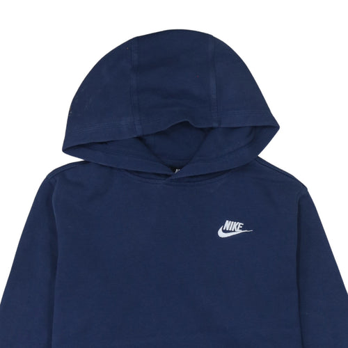 Nike Women's Navy Blue Pullover Hoodie L Cotton Blend Logo Casual