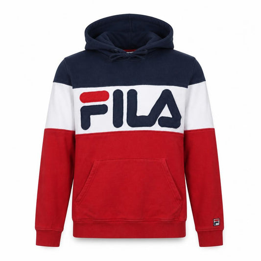 Front view of Fila Men's Multicoloured Logo Pullover Hoodie, size S
