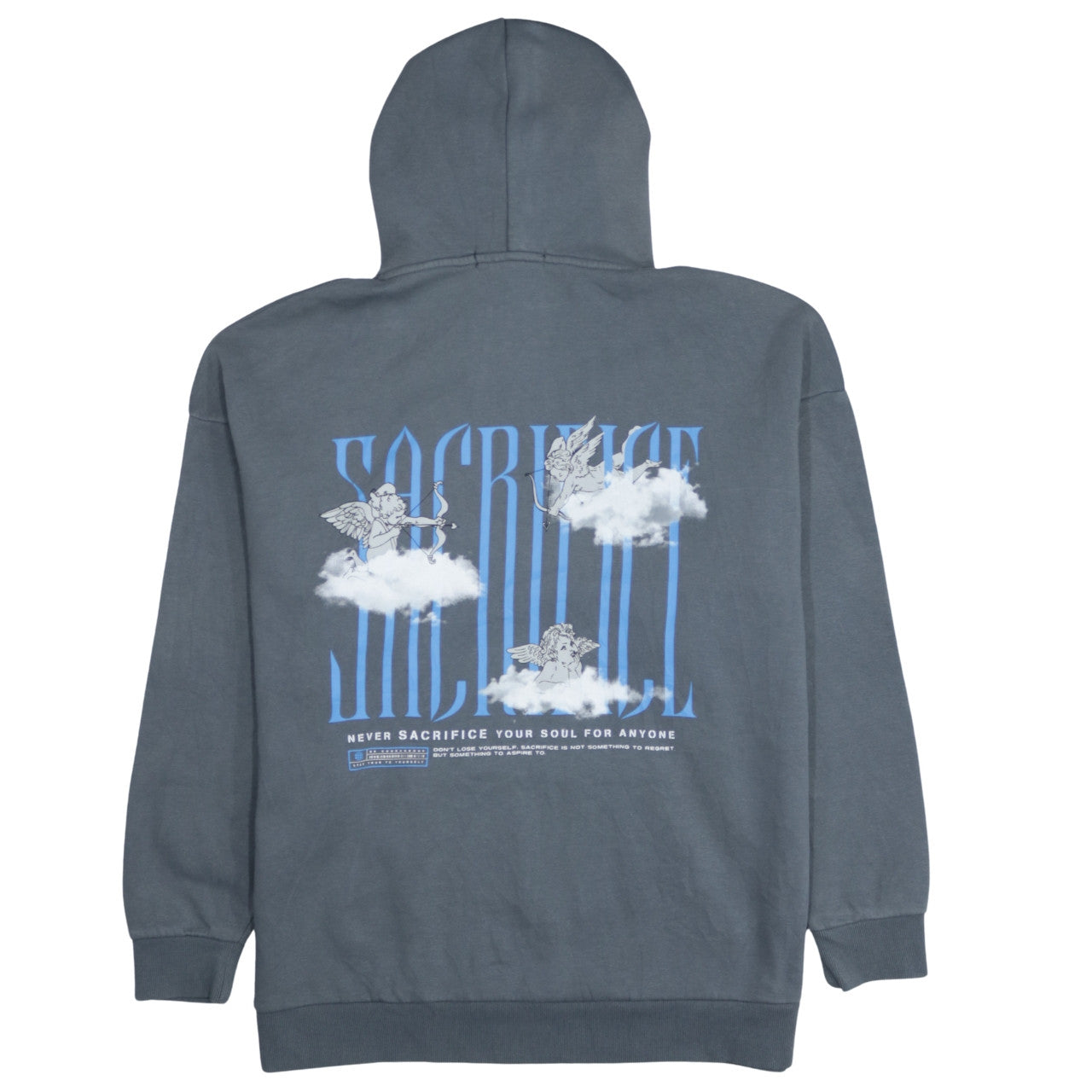 FB Sister Womens Grey Hooded Pullover Sweatshirt L Casual Graphic Print