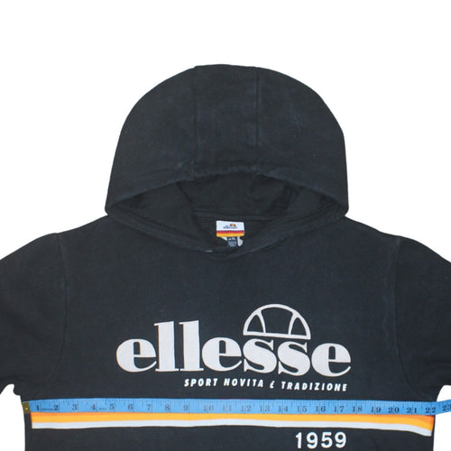 Ellesse Men's Black XL Pullover Hoodie Logo Fleece Sweatshirt