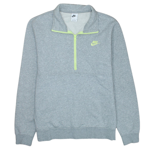 Nike Men's Grey 1/4 Zip Pullover Sweatshirt M Fleece Cotton Blend