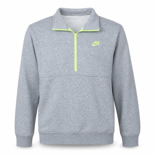 Front view of Nike Men's Grey 1/4 Zip Pullover Sweatshirt M Fleece Cotton Blend