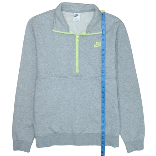 Nike Men's Grey 1/4 Zip Pullover Sweatshirt M Fleece Cotton Blend